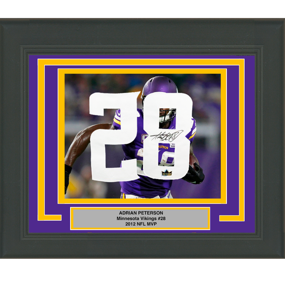 Framed Adrian Peterson Facsimile Autographed Jersey Number 23x21 Minnesota Vikings Reprint Laser Auto Football Photo (ONLINE ORDER ONLY)