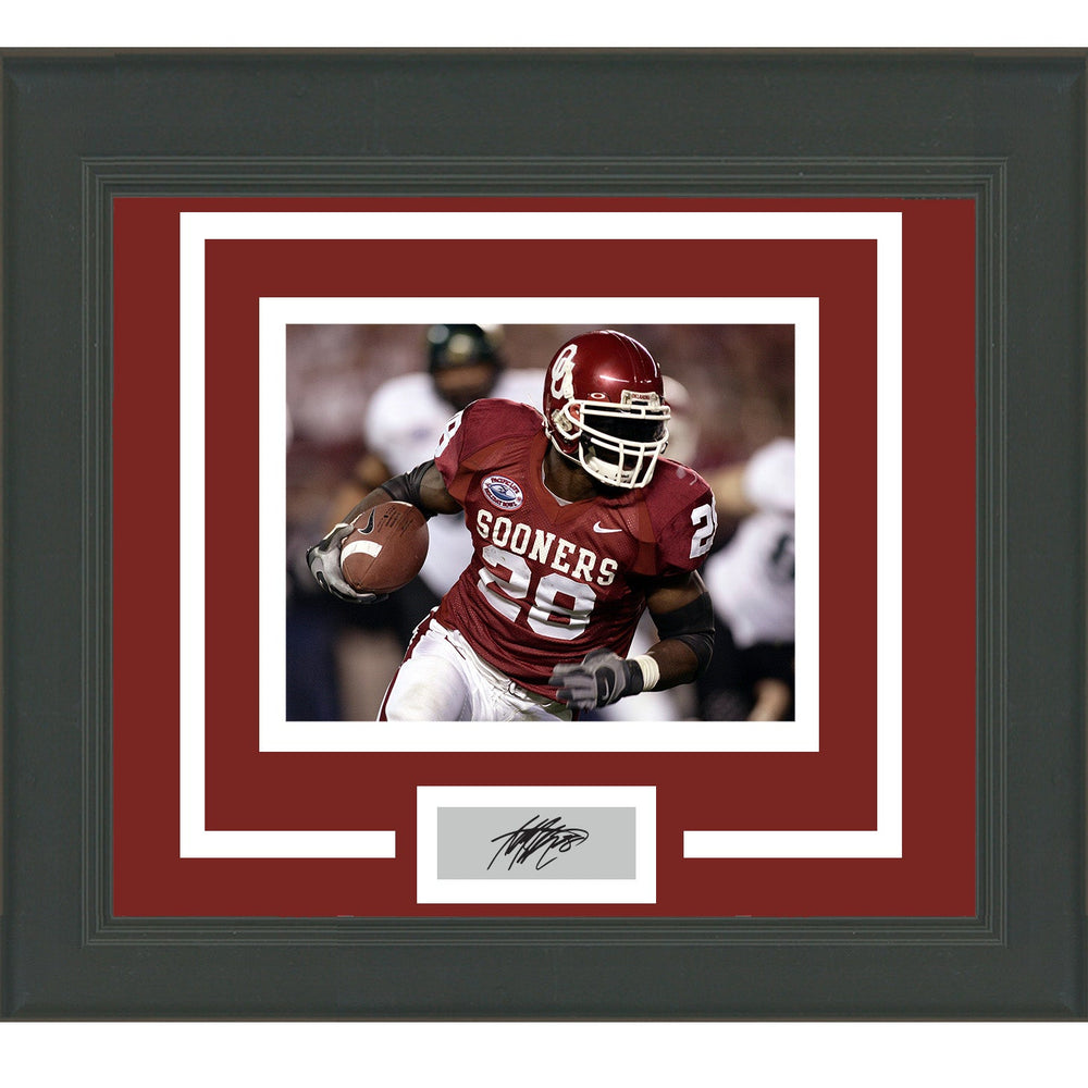 Framed Adrian Peterson Facsimile Laser Engraved Signature Auto Oklahoma Sooners 11x14 Football Photo (ONLINE ORDER ONLY)