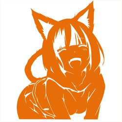 Animates A Female Cat Cartoon Car Sticker Beautiful Girl Window Decoration Laptop Stickers Waterproof Vinyl Decals (ONLINE ORDER ONLY)