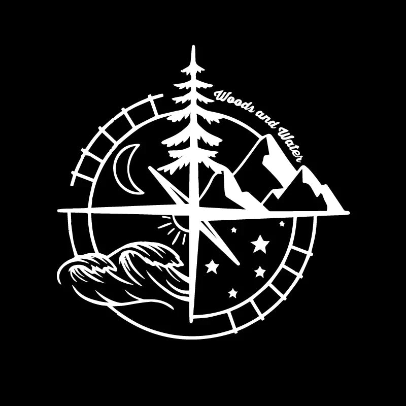 Woods and water compass Stickers,Car Stickers, Vinyl Decals - For Cars, Trucks, Walls, Laptops, Windows, Motorcycles, Bumpers (ONLINE ORDER ONLY)