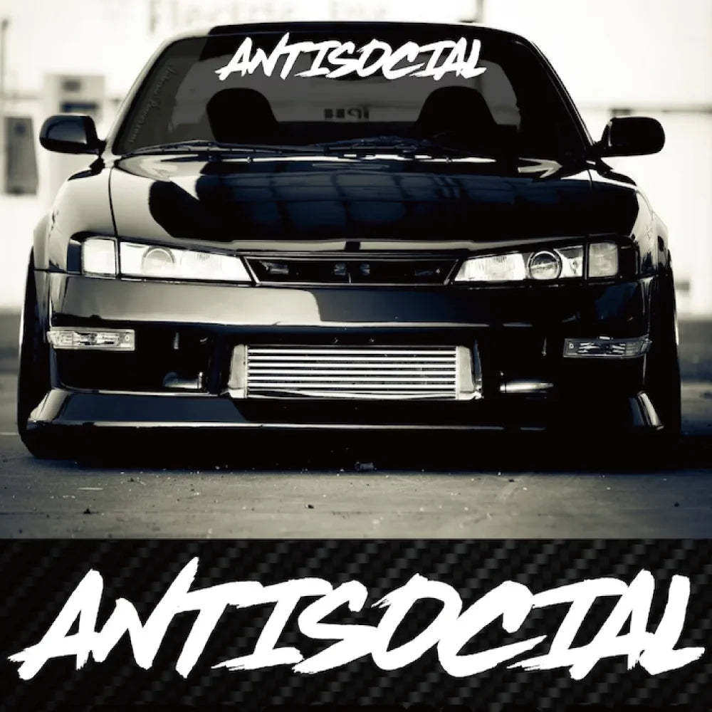 Antisocial Car Sticker Flag Windshield Creative Competition Letters JDM Decorative Styling Style Vinyl Decals (ONLINE ORDER ONLY)