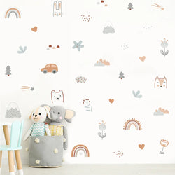 Rainbow Animal Faces Wall Stickers Vinyl Removable Decals Kids Room Decor (Online Order Only)