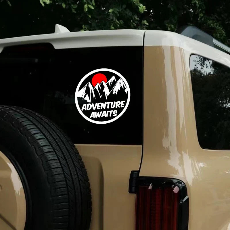 Adventure awaits  ,sun and mountains stickers  Vinyl Decals - For Cars, Trucks, Walls, Laptops, Windows, Motorcycles, (ONLINE ORDER ONLY)