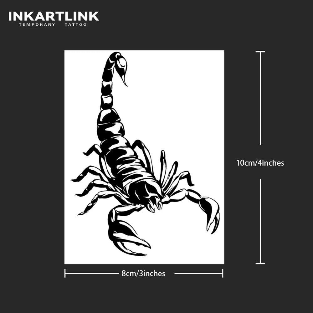 Scorpion temporary tattoo sticker, waterproof magic tattoo, lasts to 15 days fake tattoo, semi permanent tattoo (Online Order Only)