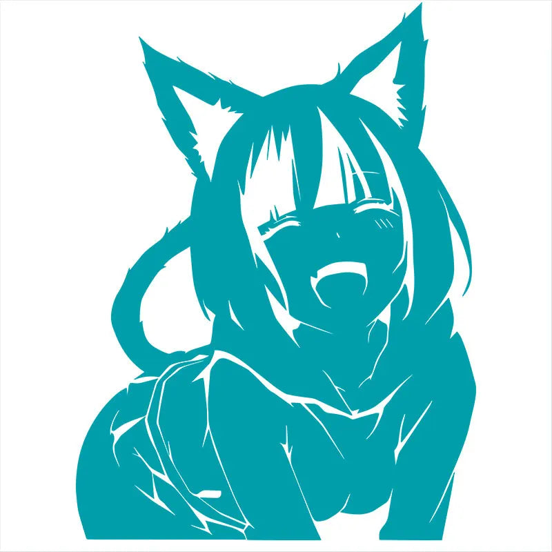 Animates A Female Cat Cartoon Car Sticker Beautiful Girl Window Decoration Laptop Stickers Waterproof Vinyl Decals (ONLINE ORDER ONLY)
