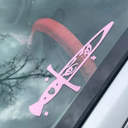 Kawaii Anime Eyes Knife Car Sticker Decoration Auto Parts Window Laptop Stickers Cartoon Senpai Dagger Waterproof Vinyl Decals (ONLINE ORDER ONLY)