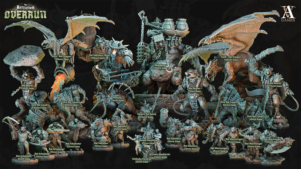 3D Printed Archvillain Games Affliction Overrun - Srelk Rat Dragon 28mm 32mm D&D (Online Only)