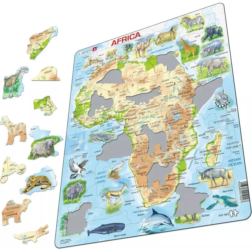 Africa Map 63 Piece Tray Jigsaw Puzzle Larsen (ONLINE ORDER ONLY)