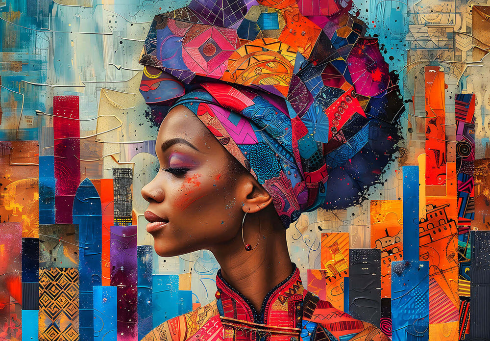 African Queen Art: Urban Serenity Abstract Portrait (ONLINE ORDER ONLY)