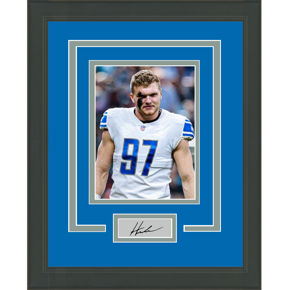 Framed Aidan Hutchinson Facsimile Laser Engraved Signature Auto Detroit Lions 11x14 Football Photo (ONLINE ORDER ONLY)