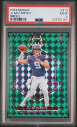Graded 2024 Panini Mosaic JJ McCarthy #310 Green Rookie RC Football Card PSA 9 Mint (ONLINE ORDER ONLY)