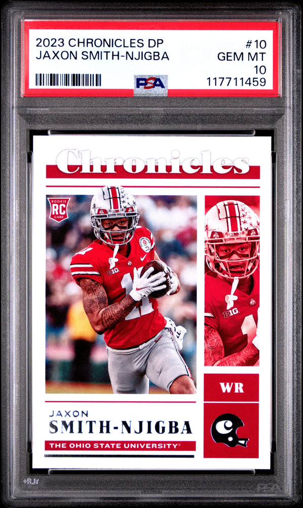 Graded 2023 Panini Chronicles Draft Picks Jaxon Smith-Njigba #10 Rookie RC Football Card PSA 10 Gem Mint (ONLINE ORDER ONLY)