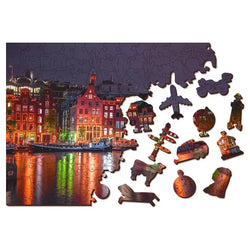 Amsterdam by Night 150 Piece Wood Jigsaw Puzzle Wooden City (ONLINE ORDER ONLY)