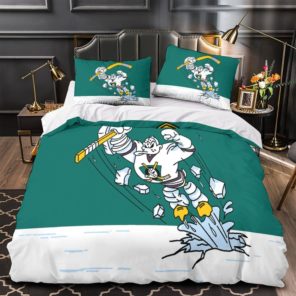 Anaheim Ducks Bedding Set Pattren Quilt Duvet Cover Without Filler (Online Order Only)