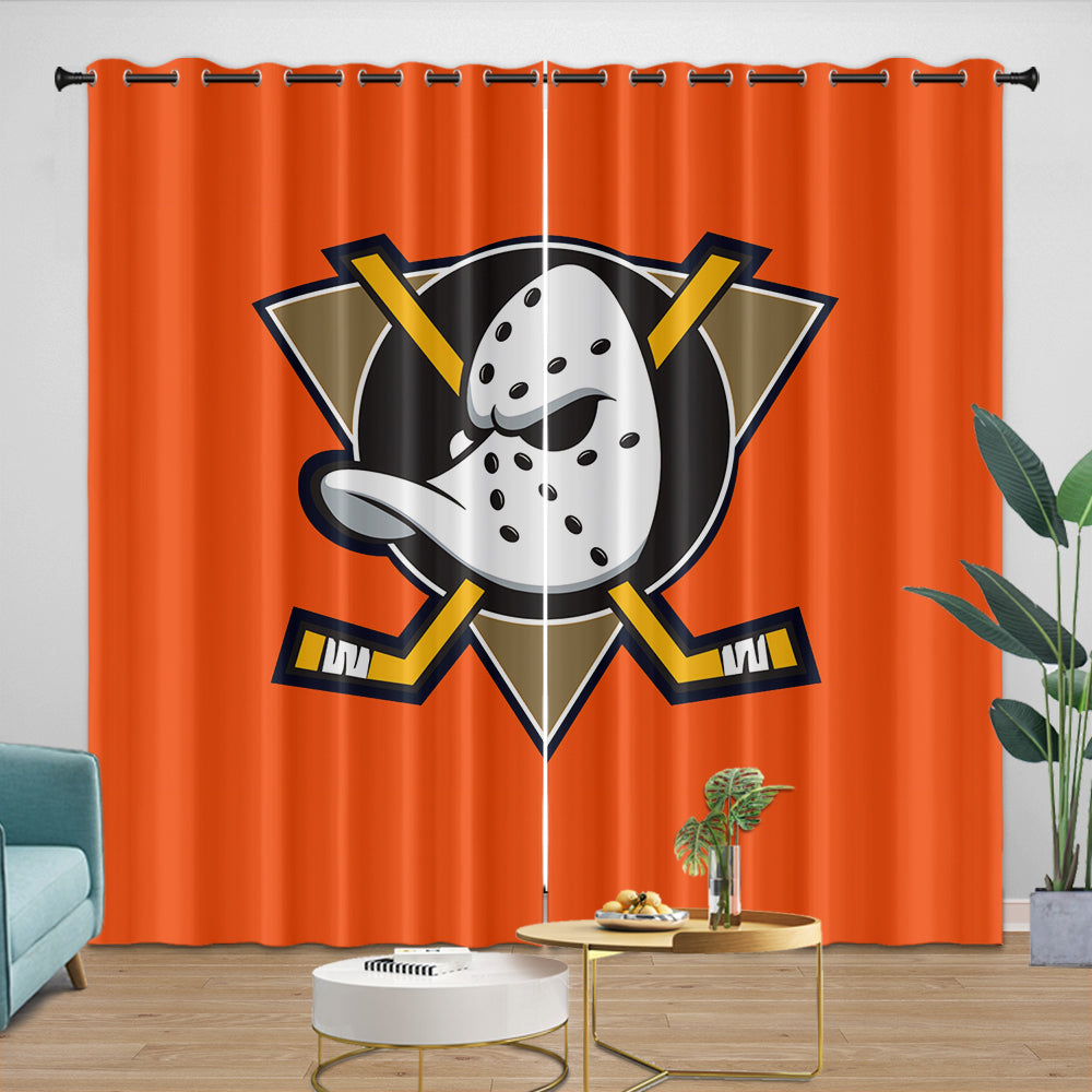 Anaheim Ducks Curtains Pattern Blackout Window Drapes Room Decoration (Online Order Only)