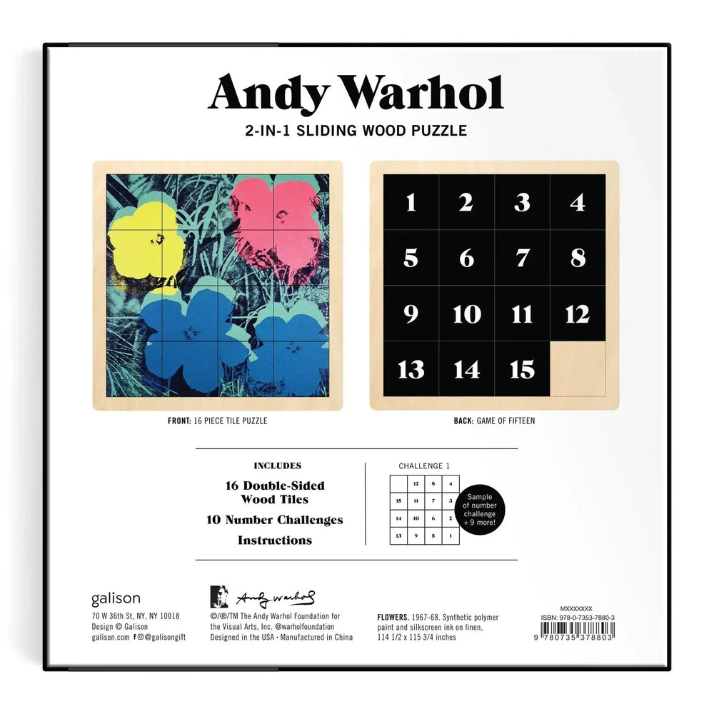 Andy Warhol Flowers 2-in-1 Sliding Wood Puzzle Galison (ONLINE ORDER ONLY)