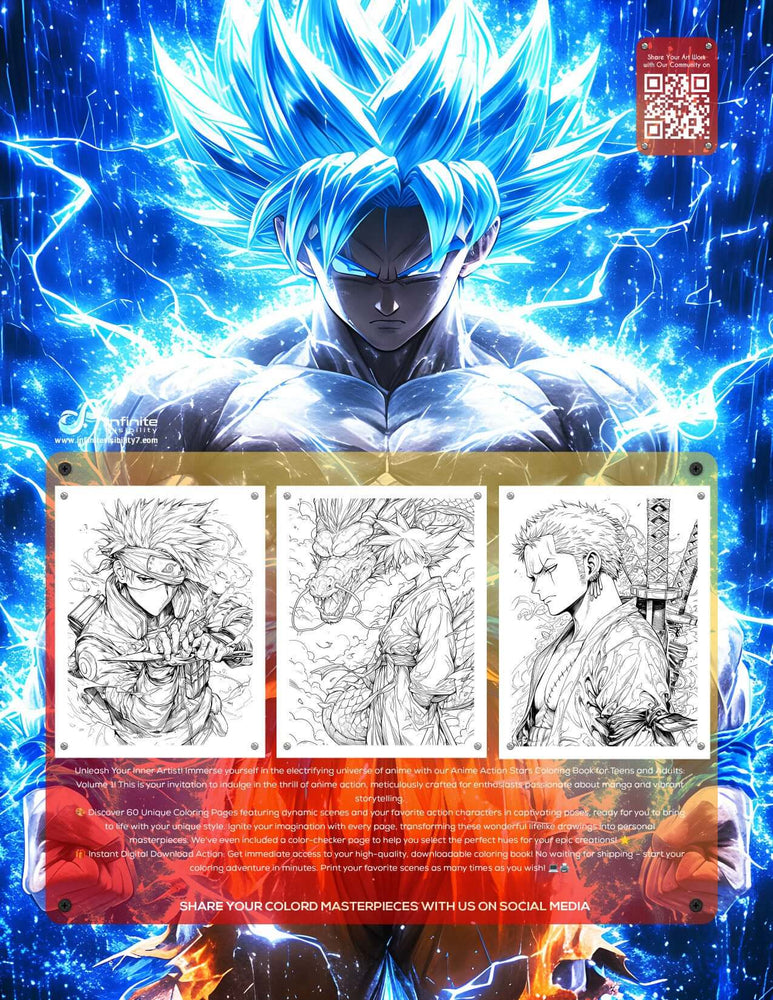 Anime Action Stars Coloring Book Vol 1 | 60 Pages | Teens & Adults (ONLINE ORDER ONLY)