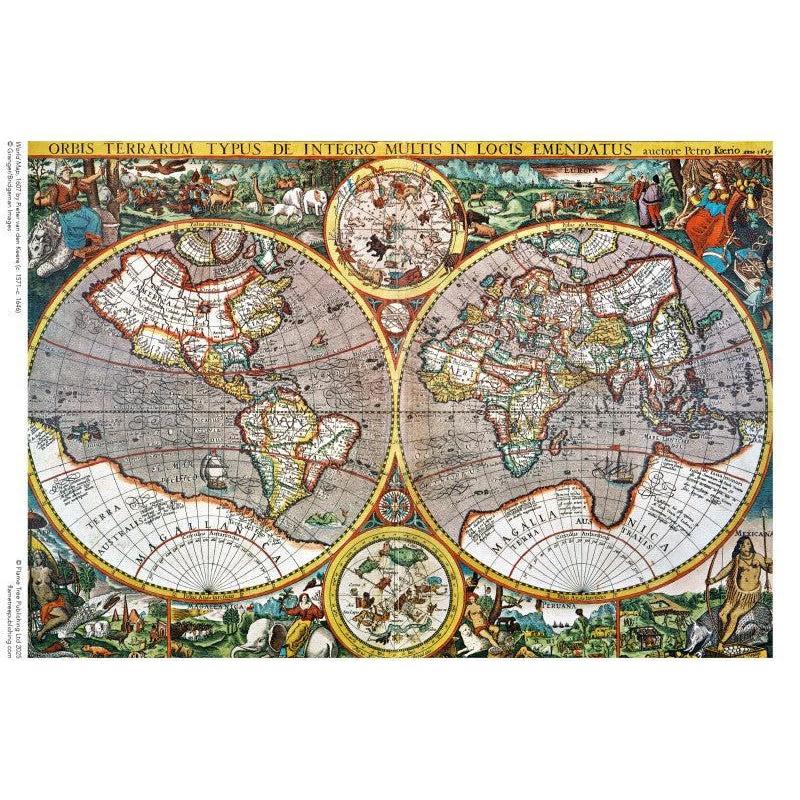Antique World Map by Pieter van den Keere 1000 Piece Jigsaw Puzzle Flame Tree (ONLINE ORDER ONLY)