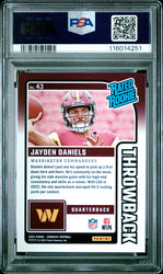Graded 2024 Panini Donruss Jayden Daniels #43 Rated Rookies Throwback Rookie RC Football Card PSA 10 Gem Mint (ONLINE ORDER ONLY)