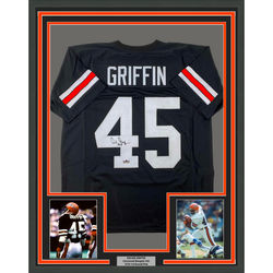 Framed Facsimile Autographed Archie Griffin 35x39 Cincinnati Black Reprint Laser Auto Football Jersey (ONLINE ORDER ONLY)
