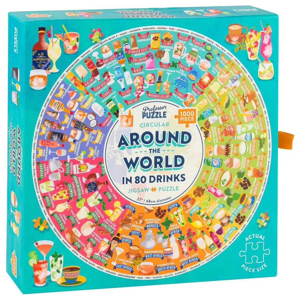 Around the World in 80 Drinks 1000 Piece Circular Jigsaw Puzzle Professor Puzzle (ONLINE ORDER ONLY)