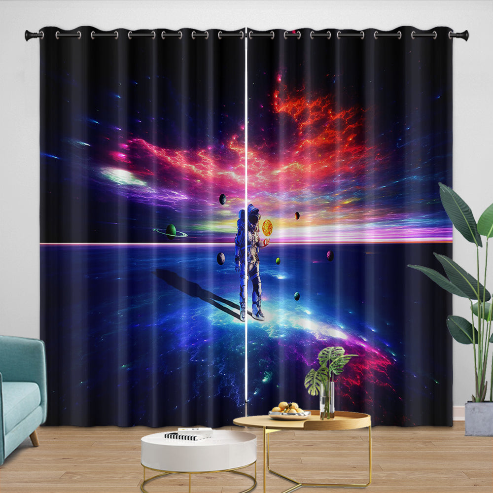 Astronaut Curtains Blackout Window Drapes Kids Room Decoration (ONLINE ORDER ONLY)