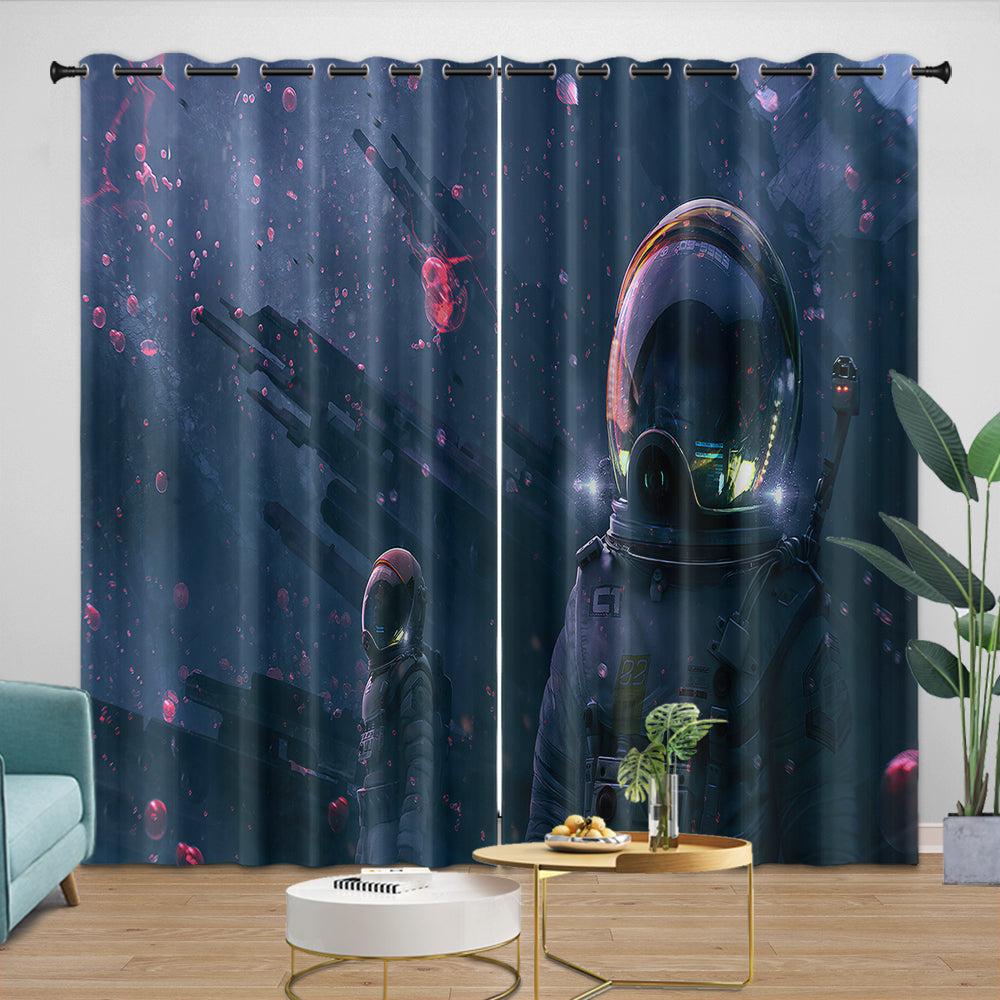 Astronaut Curtains Blackout Window Drapes Kids Room Decoration (ONLINE ORDER ONLY)