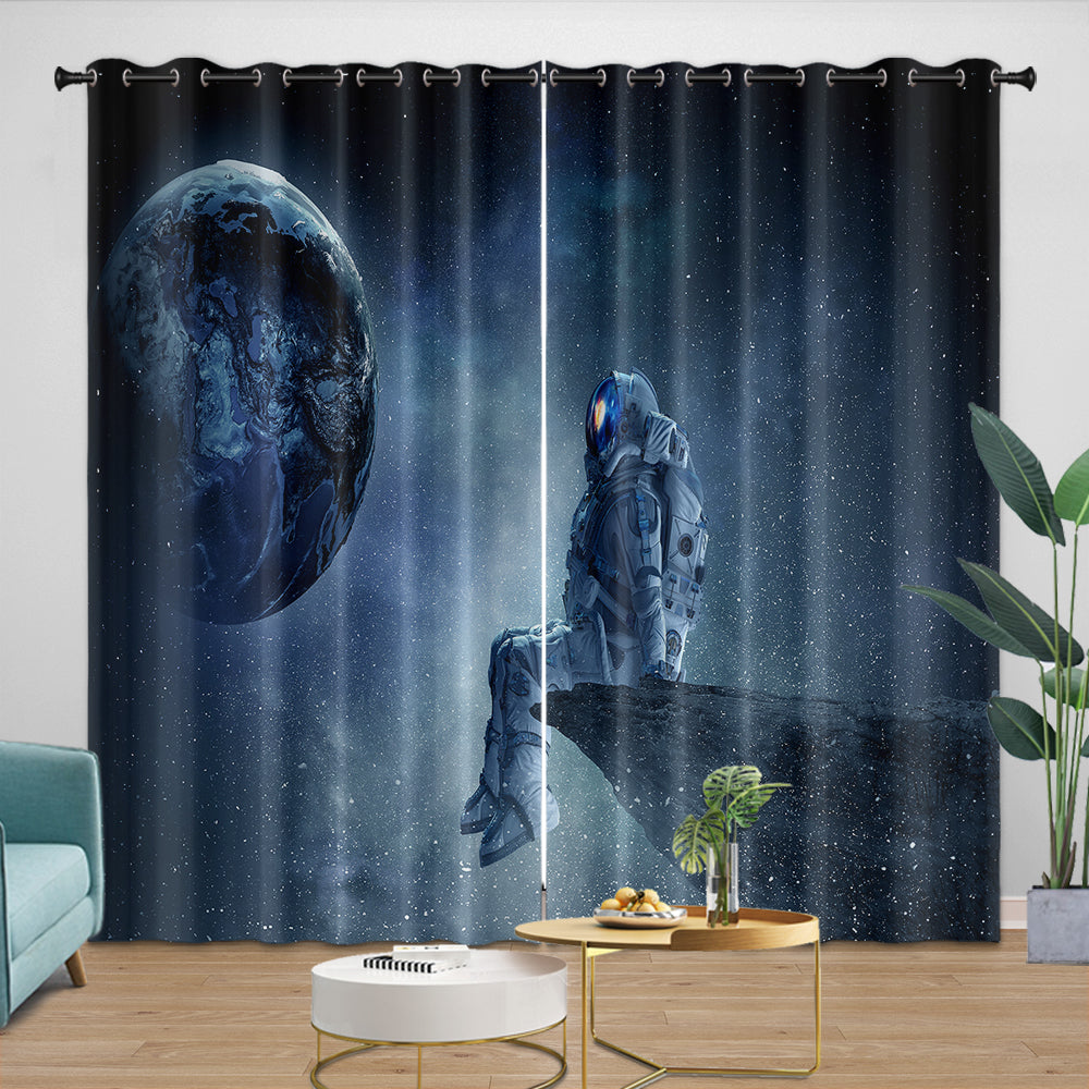 Astronaut Curtains Blackout Window Drapes Kids Room Decoration (ONLINE ORDER ONLY)