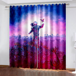 Astronaut Curtains Pattern Blackout Window Drapes (Online Order Only)