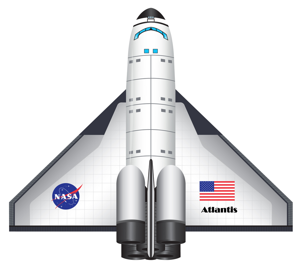 FlightZone Space Shuttle Atlantis 2D Nylon Kite, 52 Inches Wide (ONLINE ORDER ONLY)