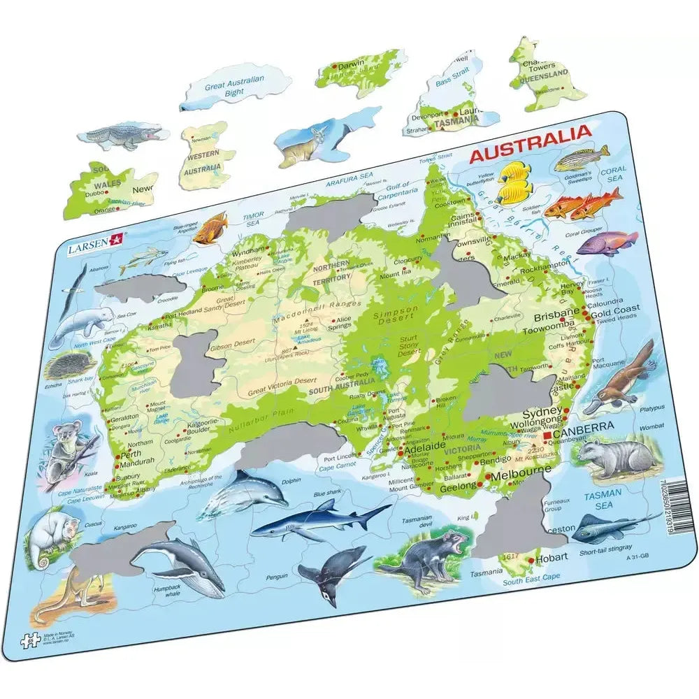 Australia Topographic Map 65 Piece Tray Jigsaw Puzzle Larsen (ONLINE ORDER ONLY)