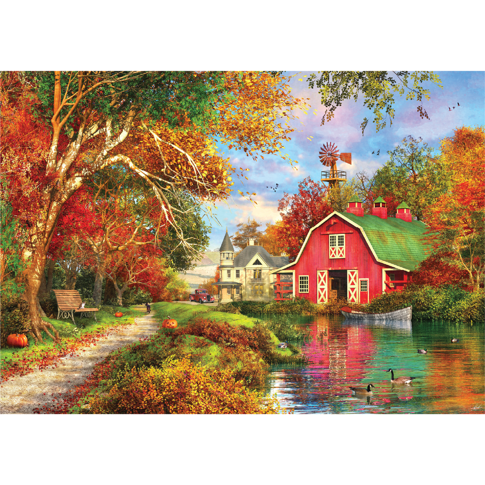 Autumn Barn 500 Piece Jigsaw Puzzle in Shaped Box Springbok (ONLINE ORDER ONLY)