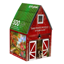 Autumn Barn 500 Piece Jigsaw Puzzle in Shaped Box Springbok (ONLINE ORDER ONLY)