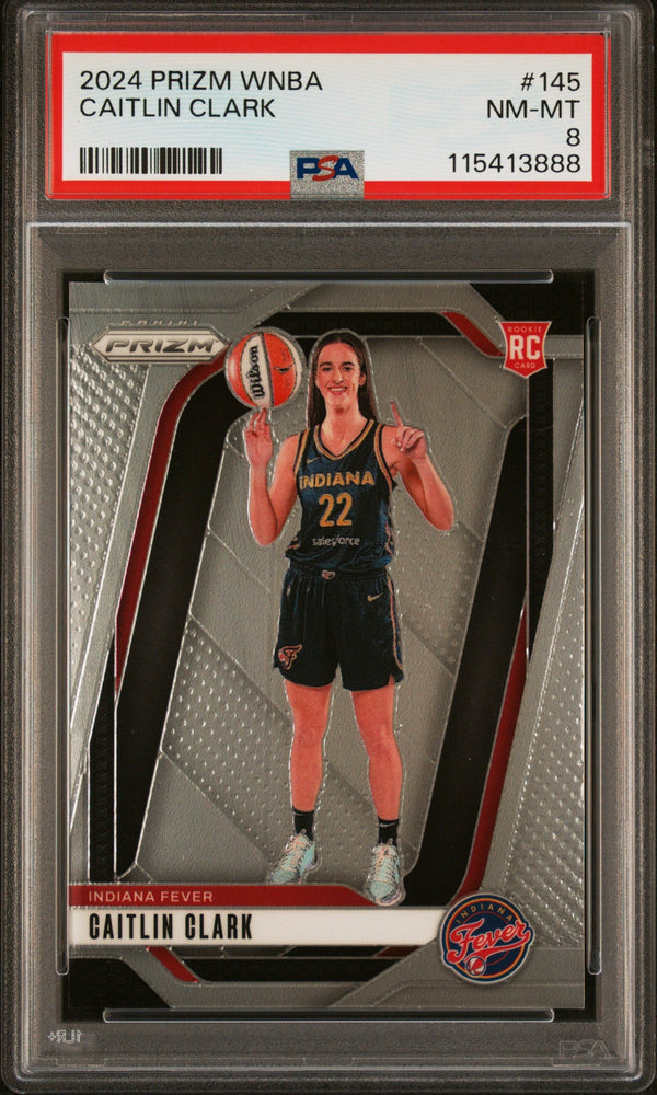 Graded 2024 Panini Prizm Caitlin Clark #145 Rookie RC Basketball Card PSA 8 Near Mint