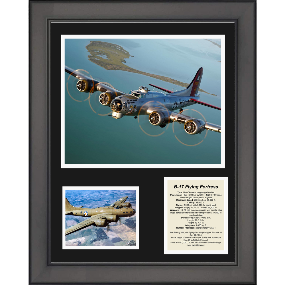Framed B-17 Flying Fortress 11"x14" Military Three Photo Collage (ONLINE ORDER ONLY)