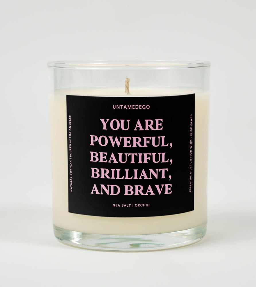 You Are Powerful Beautiful Brilliant And Brave Glass Candle (Online Order Only)