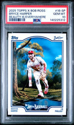 Graded 2025 Topps x Bob Ross Bryce Harper #16SP Beauty is Everywhere Baseball Card PSA 10 Gem Mint