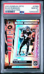 Graded 2023 Panini Donruss Optic Bijan Robinson #CRBR Chain Reaction Rookie RC Football Card PSA 10 Gem Mint