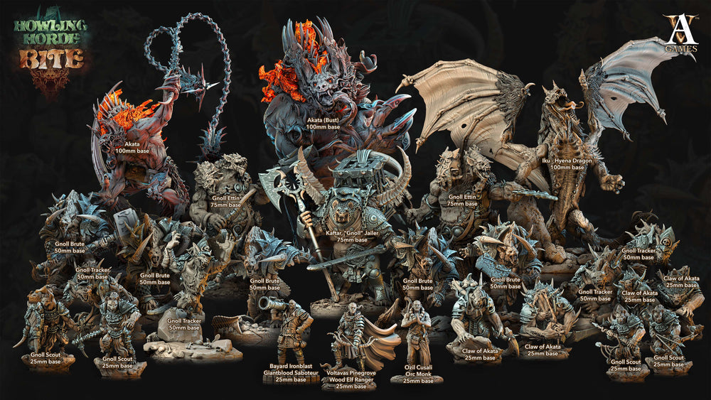 3D Printed Archvillain Games Howling Horde - Gnoll Brutes 28mm 32mm D&D (Online Only)