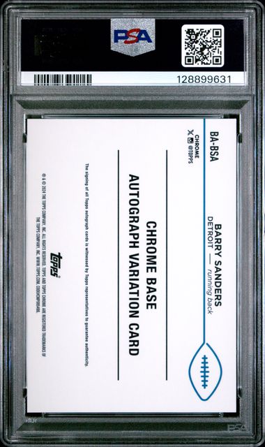 Graded 2024 Topps Chrome Barry Sanders #BABSA /25 Orange Geometric Auto Football Card PSA 10 Gem Mint