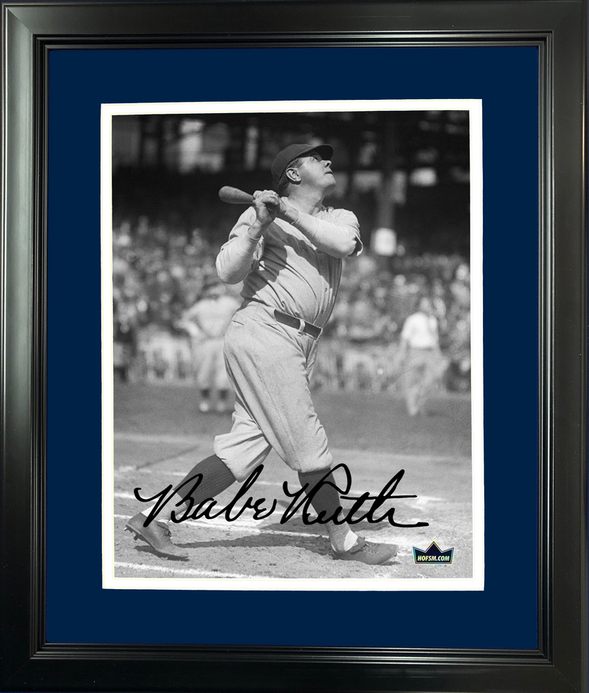 Framed Babe Ruth New York Yankees Facsimile Laser Engraved Signature Auto 11"x14" Baseball Photo HOFSM Holo (ONLINE ORDER ONLY)