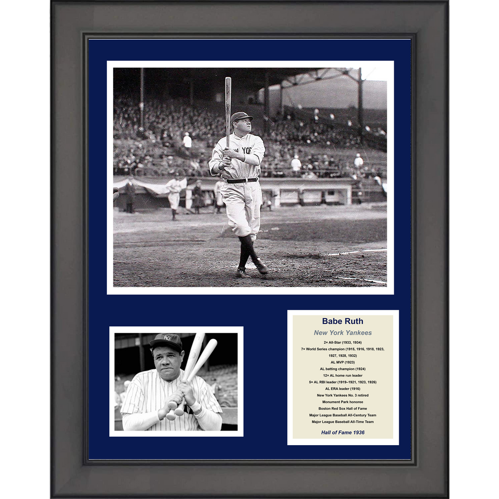 Framed Babe Ruth Hall of Fame New York Yankees Baseball 11"x14" Three Photo Collage (ONLINE ORDER ONLY)