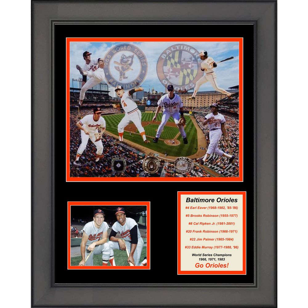 Framed Baltimore Orioles All-Time Greats Legends 11"x14" Baseball Three Photo Collage (ONLINE ORDER ONLY)