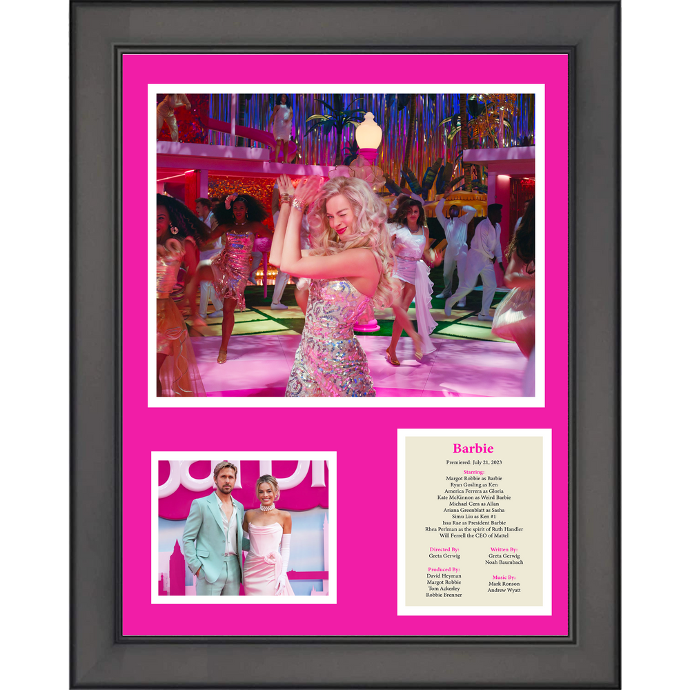 Framed Barbie Movie Margot Robbie & Ryan Gosling 11"x14" Three Photo Collage (ONLINE ORDER ONLY)