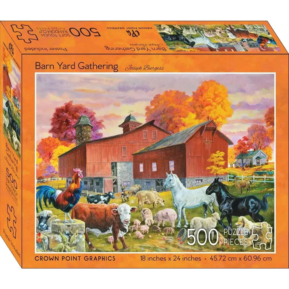 Barn Yard Gathering 500 Piece Soft Touch Jigsaw Puzzle Crown Point (ONLINE ORDER ONLY)