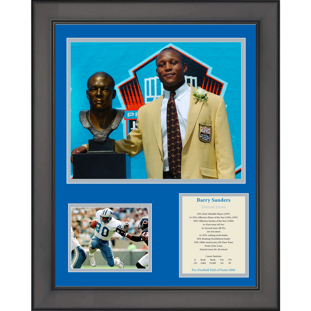 Framed Barry Sanders Hall of Fame Detroit Lions 11"x14" Football Three Photo Collage (ONLINE ORDER ONLY)