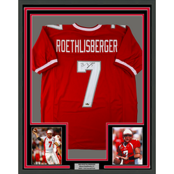 Framed Facsimile Autographed Ben Roethlisberger 35x39 Miami Ohio Red Reprint Laser Auto College Football Jersey Size Men's XL (ONLINE ORDER ONLY)