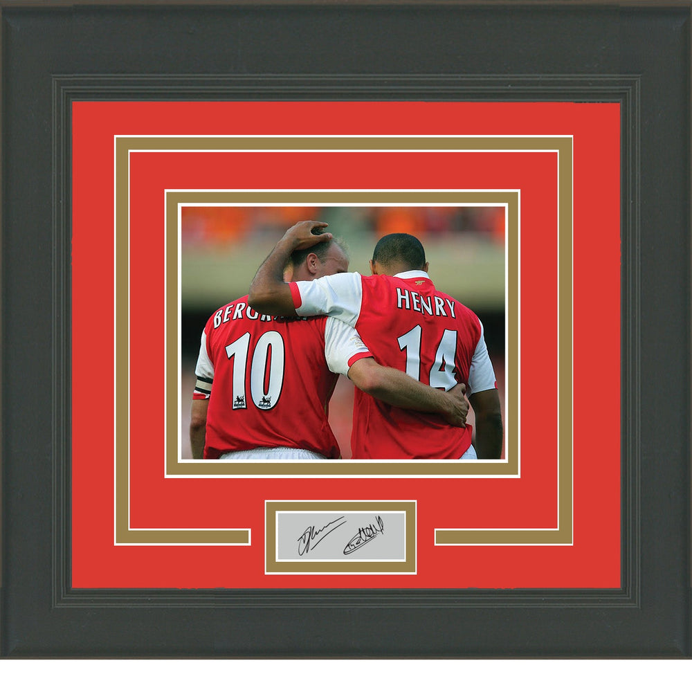 Framed Dennis Bergkamp and Thierry Henry Facsimile Laser Engraved Signature Auto Arsenal 11x14 Soccer Futbol Photo (ONLINE ORDER ONLY)