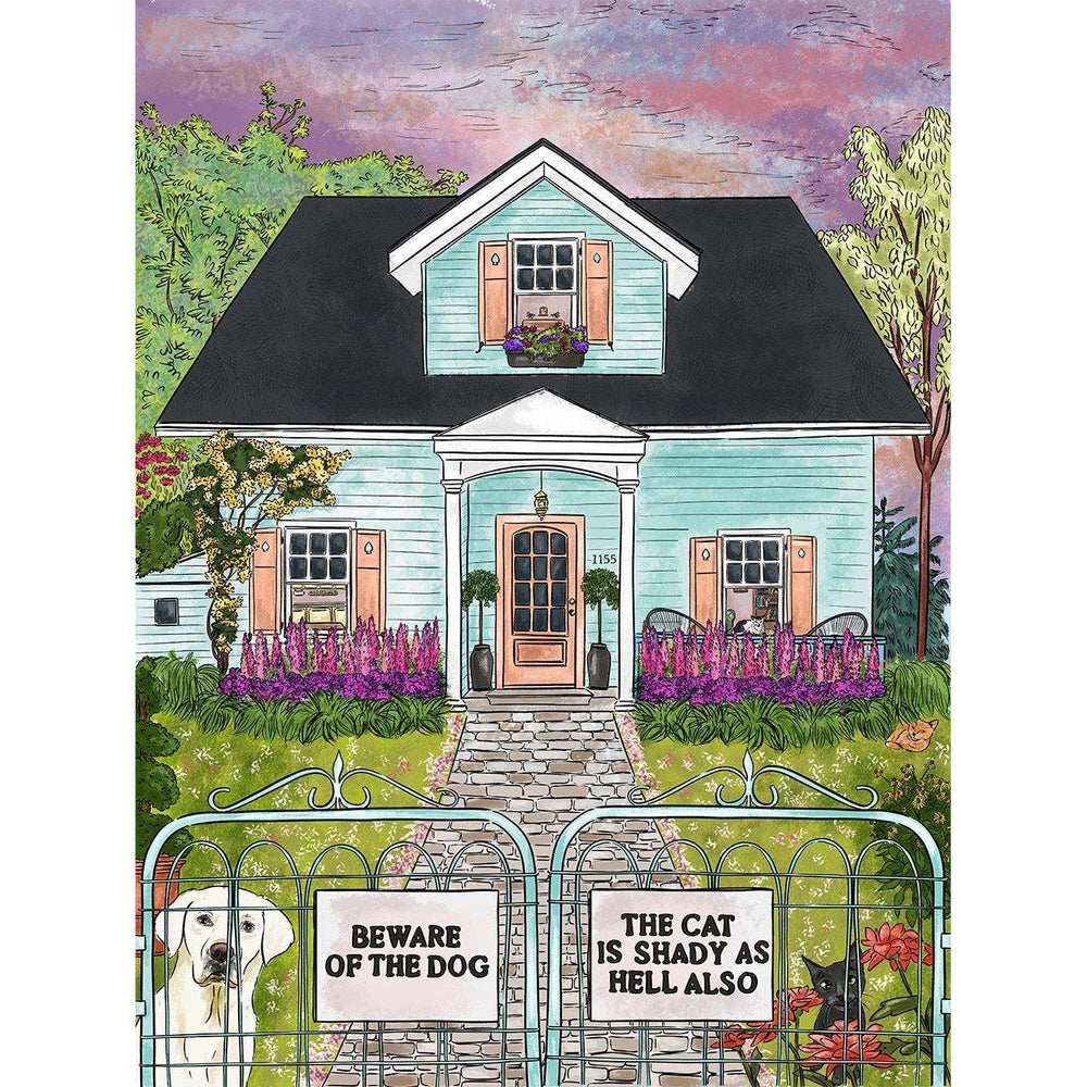 Beware of the Dog... Cat is Shady... 1000 Piece Soft Touch Jigsaw Puzzle Ellembee (ONLINE ORDER ONLY)
