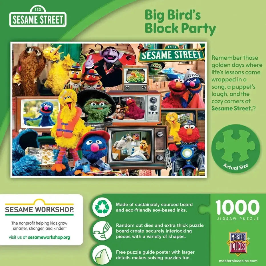 Big Bird's Block Party Sesame Street 1000 Piece Jigsaw Puzzle MasterPieces (ONLINE ORDER ONLY)